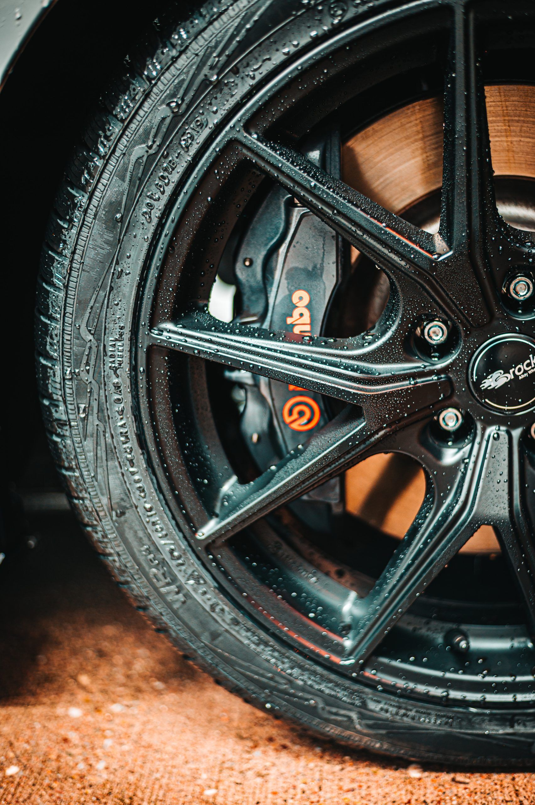 installed brake discs and high performance pads on clean rotor surface